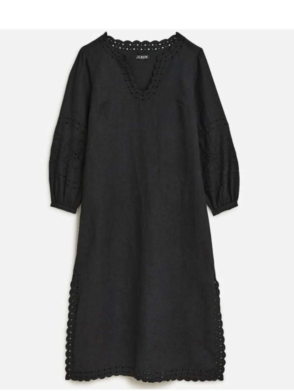 J. Crew Black Scalloped Eyelet Midi Dress